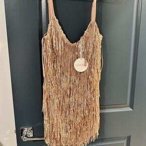 Luxxel Metallic Fringe Dress